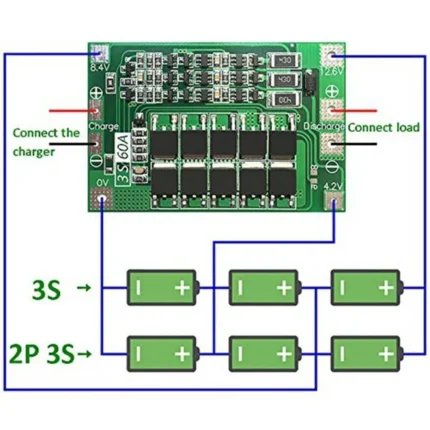 BMS 3S 11.1V 60A 18650 Lithium Battery Overcharge And Over-current Protection board-Good Quality (Balance)